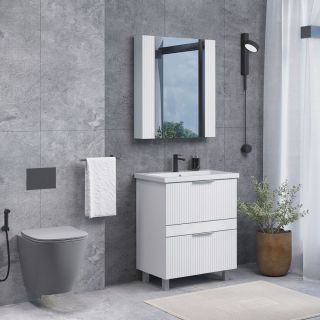 Тумба-умывальник Comforty Лима-70Н2 белый матовый с раковиной Como 70