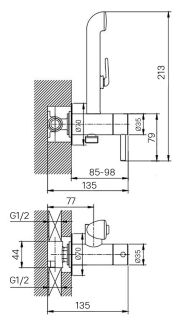 Гигиенический душ со смесителем Milardo Tidy хром 001SBR0M08
