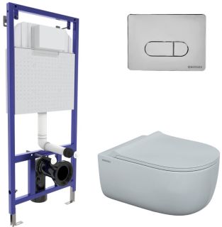 Комплект Berges 4в1 043201: инсталляция NOVUM525 кнопка D3 хром глянец унитаз EGO XL Rimless сиденье Toma Slim SO