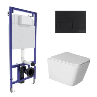 Комплект Berges 043400: инсталляция NOVUM кнопка L5 Soft Touch черная унитаз Sigma Rimless сидение дюропласт быстросъём