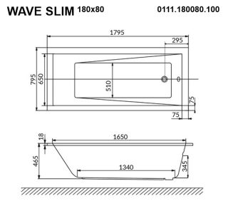 Акриловая ванна Whitecross Wave Slim 0111.180080.100 180x80см белый глянец