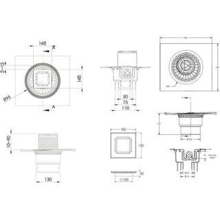 Душевой трап Berges Wasserhaus Zentrum Uno 090472 15х15 Матовый хром