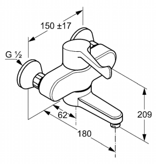 Смеситель для настенного монтажа Kludi Medi Care хром 349220524