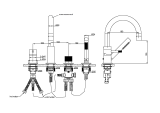 Смеситель на борт ванны Boheme Uno 460-CB брашированная медь