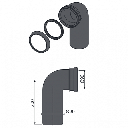Колено стока AlcaPlast комплект 90/90 M908