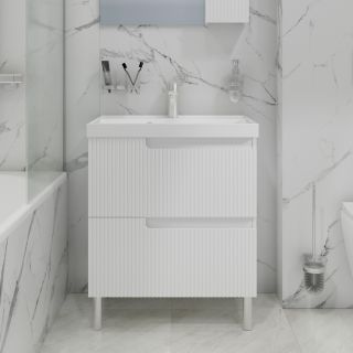 Напольная тумба под раковину Санта Альтаир 700498 70 см белый глянец