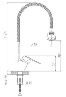 Смеситель для кухни Haiba HB4304-3 хром
