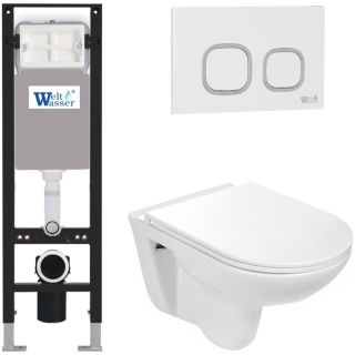 Комплект унитаза с инсталляцией WeltWasser Amberg 350 + Baarbach 004 GL-WT + Amberg RD-WT 10000012287 белый глянец