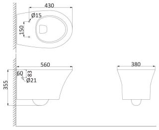 Унитаз подвесной Creo Paris PA1100+PA1001