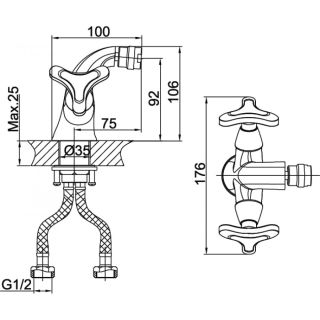 Смеситель для биде DQ Hessen Goethe хром DA1382241
