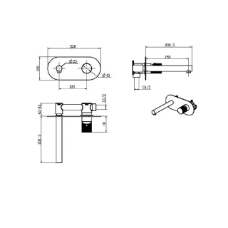 Встраиваемый смеситель для раковины Boheme Stick Diamond 125-CB брашированная медь