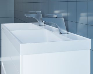 Двойная раковина на тумбу СанТа Юпитер 100 см белый