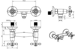 Смеситель для душа Boheme Royal Crystal золото 294-Royal/CRST