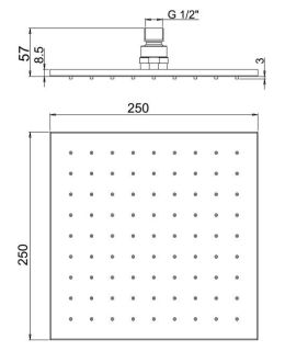 Верхний душ Paini 50YO759QQ25 25см чёрный матовый