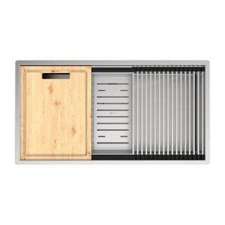 Кухонная мойка Lemark Tabaga 820 9937133 в комплекте с разделочной доской ролл-матом и коландером сталь