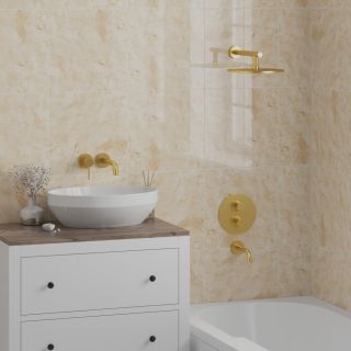 Встраиваемый смеситель для ванны Paini Cox 78PJ691TH с термостатом матовое золото