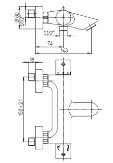 Смеситель для ванны Paini Cox 78PJ111TH с термостатом матовое золото