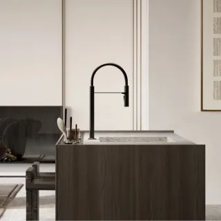 Смеситель для кухни Kludi Qord 568596675 с гибким изливом чёрный матовый