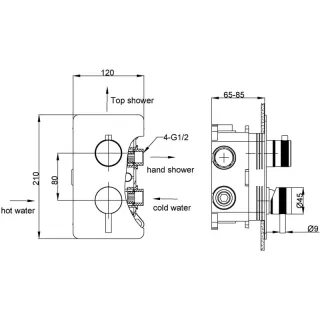 Встраиваемый смеситель для душа Boheme Cell 135-2-B 2-х проходной чёрный