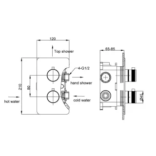 Встраиваемый смеситель для душа Boheme Cell 134-2-B термостатический чёрный матовый