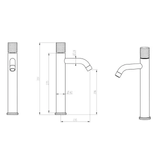 Смеситель для раковины Boheme Stick Diamond 122-SGM оружейная сталь