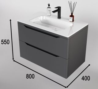 Тумба под раковину Style Line Марелла 80 Люкс Plus СС-00002412 серый матовый