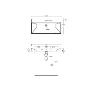 Раковина Kludi Resa 59WW101O2 100 см светло-серый матовый