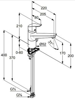 Смеситель для кухни Kludi Objekta хром 325760575