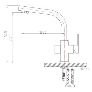 Смеситель для кухни ZORG Sanitary ZR 311 YF-ЧЕРНЫЙ МЕТАЛЛ