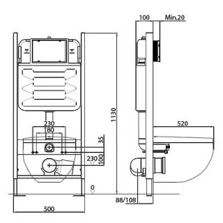 Инсталляция Jacob Delafon EDE103-BL с безободковым унитазом Struktura сиденье с микролифтом клавиша смыва чёрная матовая