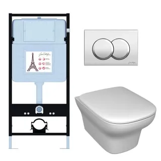 Инсталляция Jacob Delafon E21747RU-CP с безободковым унитазом Vox сиденье с микролифтом клавиша смыва хром
