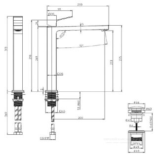 Смеситель для раковины Bossini Aki-T Z00709.073 чёрный матовый