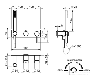 Встраиваемый смеситель для душа Gessi 316 54038.726 брашированная бронза