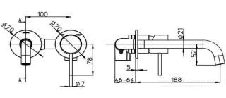 Встраиваемый смеситель для раковины Bossini Teo Z00730.073 чёрный матовый
