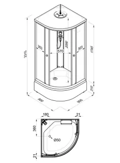 Душевая кабина Triton Топ Щ0000065702 90x90 см профиль чёрный стекло тонированное
