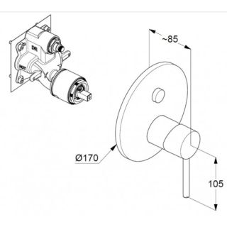 Встраиваемый смеситель для ванны и душа Kludi Bozz хром 386590576