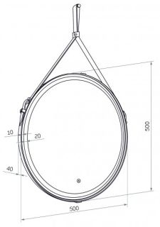 Зеркало с подсветкой Continent Millenium Brown ЗЛП95 на ремне 50см коричневый