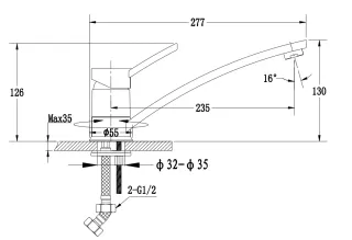 Смеситель для кухни GranFest 1724 топаз