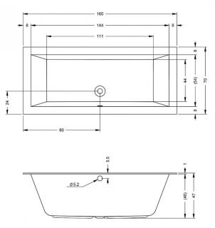 Акриловая ванна Riho Lugo B138001005 160х70см белый