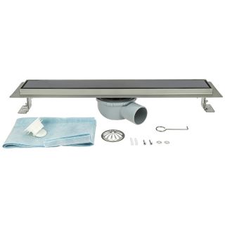 Душевой трап ALMAes Laguna LG80BL 80см чёрное стекло