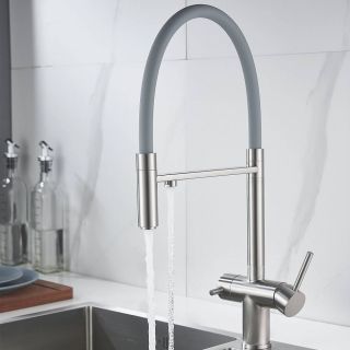 Смеситель для кухни Shevanik S178L с подключением фильтра сатин