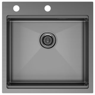 Мойка кухонная Paulmark Kroner-Pro PM705151-GM воронёная сталь