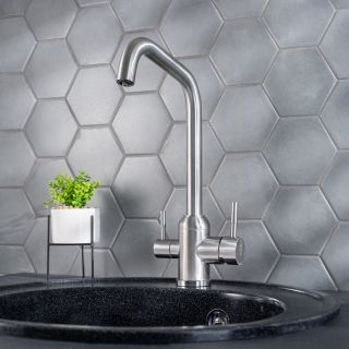 Смеситель для кухни РМС SUS124-017F-015 с подключением фильтра нержавеющая сталь