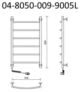 Полотенцесушитель электрический Маргроид В4 Р80*50 чёрный матовый 04-8050-1033-9005L