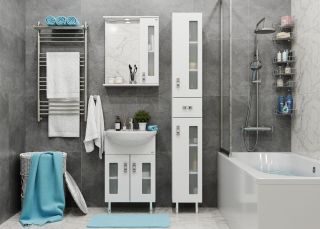 Шкаф-зеркало с подсветкой Onika Кристалл 205818 правый 58см белый