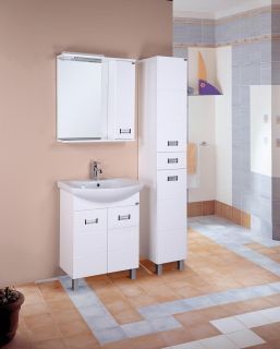 Шкаф-зеркало с подсветкой Onika Балтика 206704 правый 67см белый