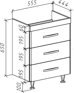 Тумба под раковину Bellezza Рокко 60см красный 00000010154