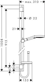 Душевой гарнитур Hansgrohe Raindance Select S 120 3 jet 26631400 штанга 900 мм