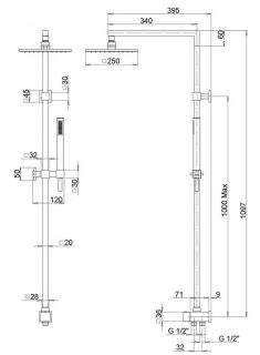 Душевая стойка Paini RSQ3 50CR191ARQP3 лейка Aversa хром