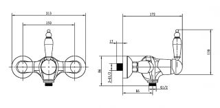Смеситель для душа Boheme TRADIZIONALE ORO  черная керамика золото